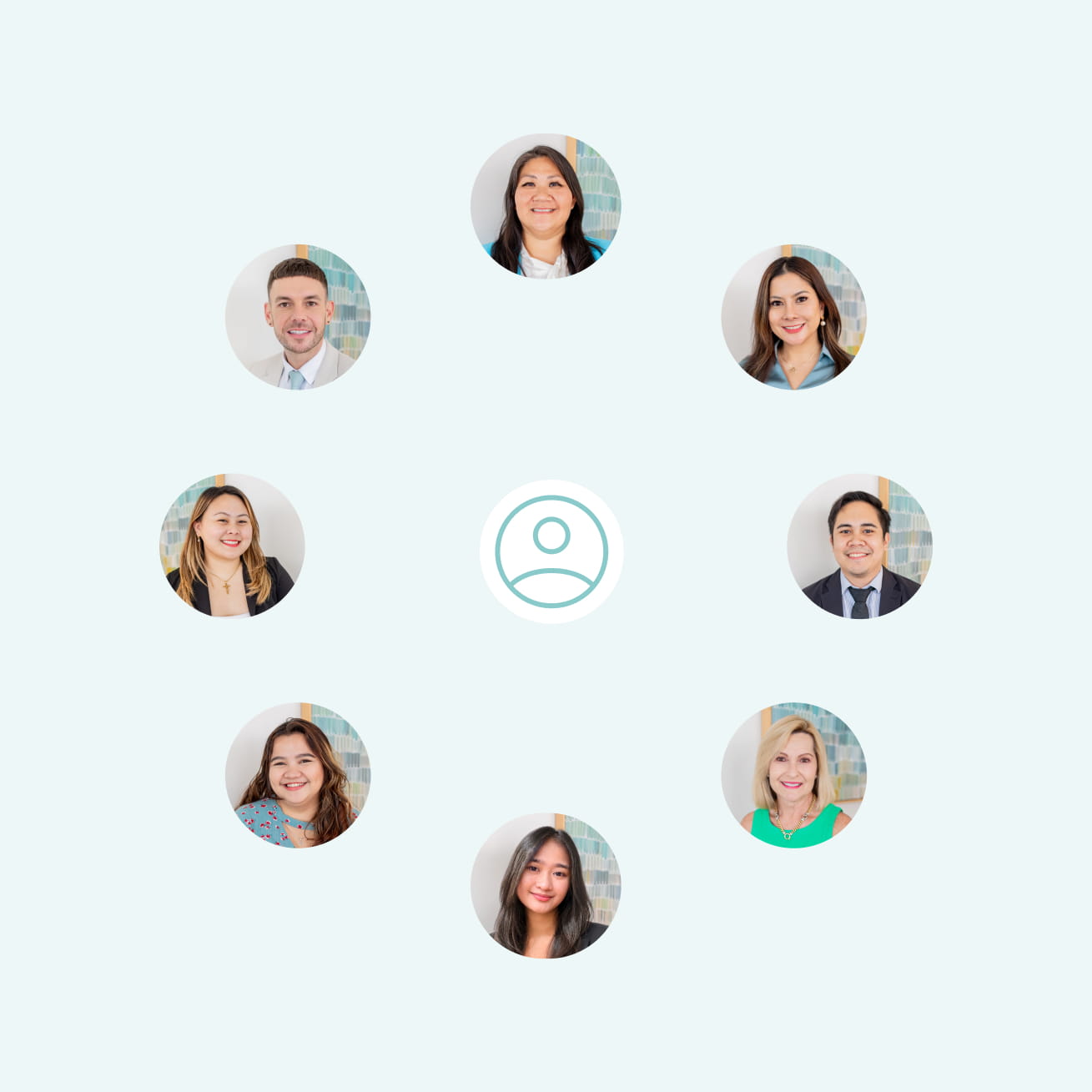 The API team gathered around you, the client at the centre